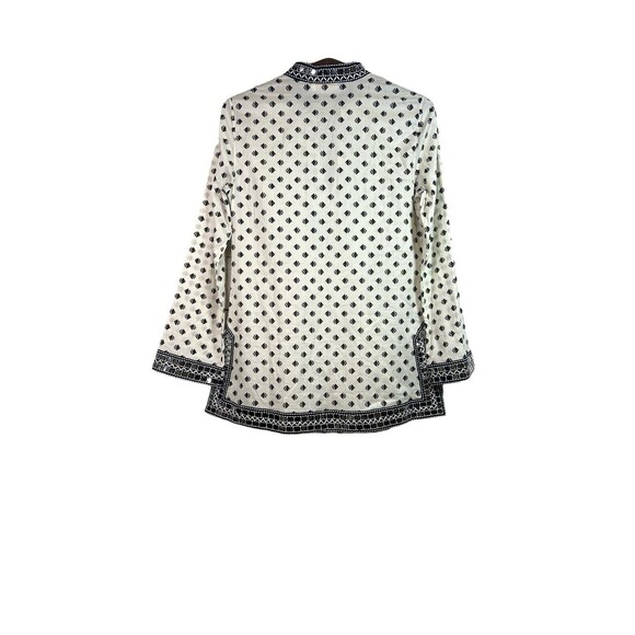 Tory Burch Kingfish Print Sequin Embellished Ivory Cotton Tunic Size 8 NWT - Picture 2 of 11